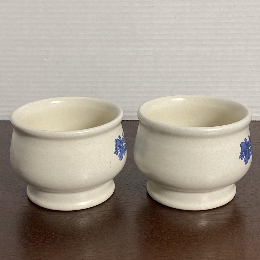 Vtg Pfaltzgraff Blue Yorktowne Set of 2 Bowls Blue Flower Stoneware Made In USA - Picture 4 of 7